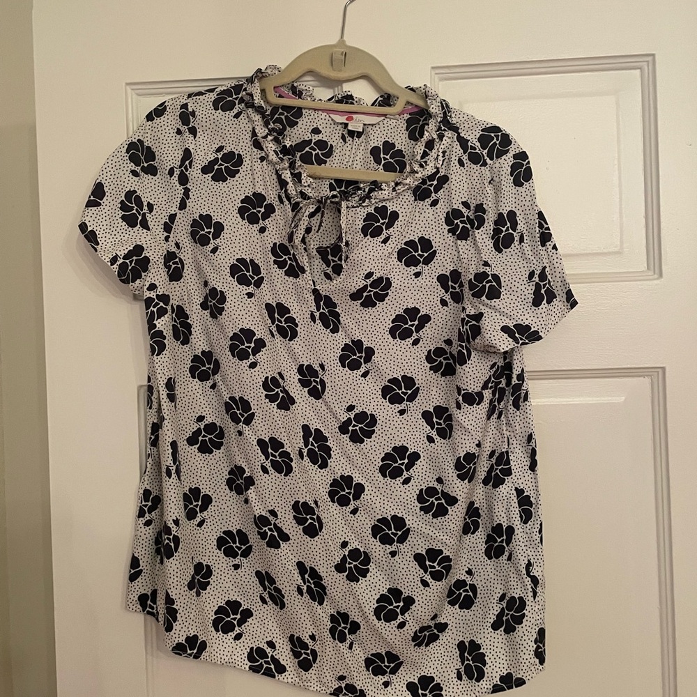 Floral Navy and White Women's Top